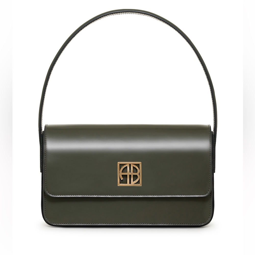 Anine Bing Elly Leather Gold Logo Shoulder Bag